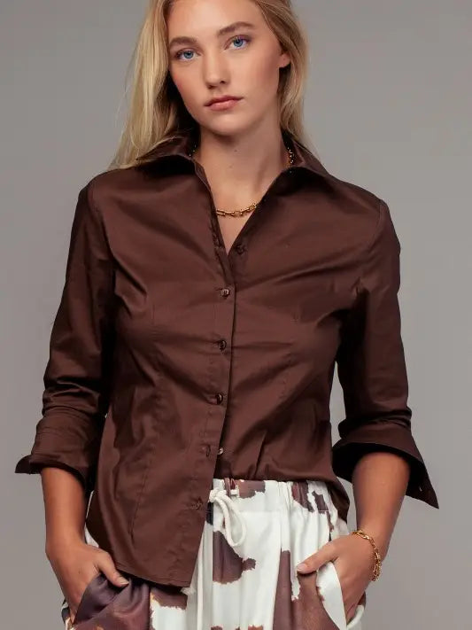 Tailored Western Button-Down Shirt Top