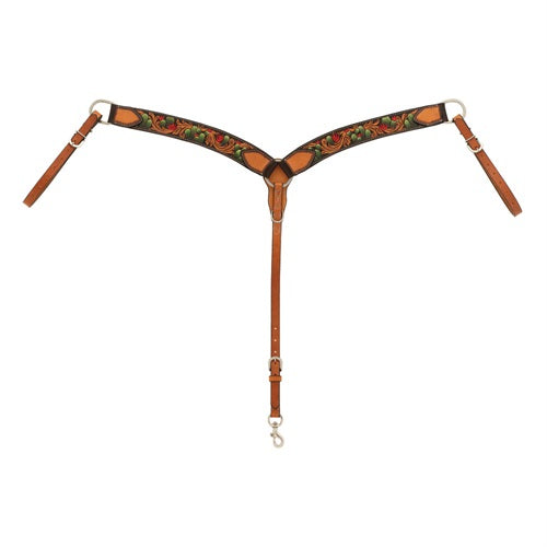 Turquoise Cross Cactus Tooled Contoured Breast Collar