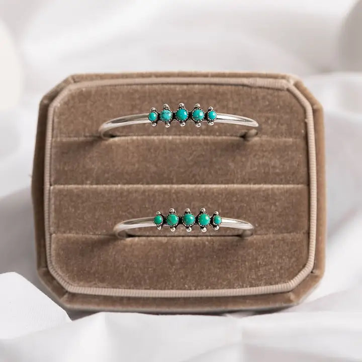 Turquoise & Sterling Silver Cluster Cuff Bracelet