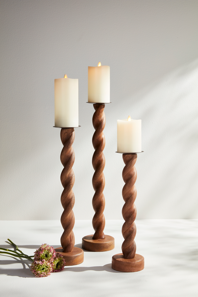 Twisted Wood Candlestick
