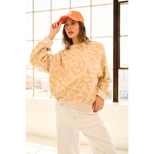 Washed Animal Printed Sweatshirt