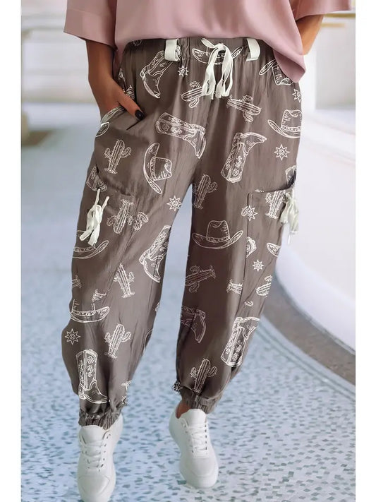 Western Cowgirl Vintage Drawstring Jogger Pants