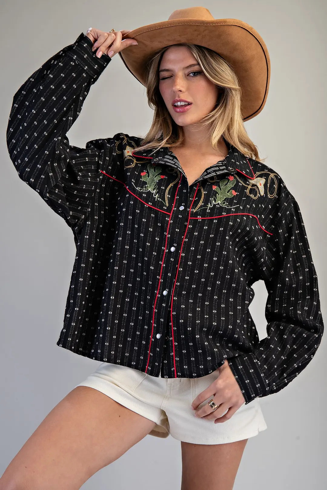 Western Embroidered Button Down Shirt