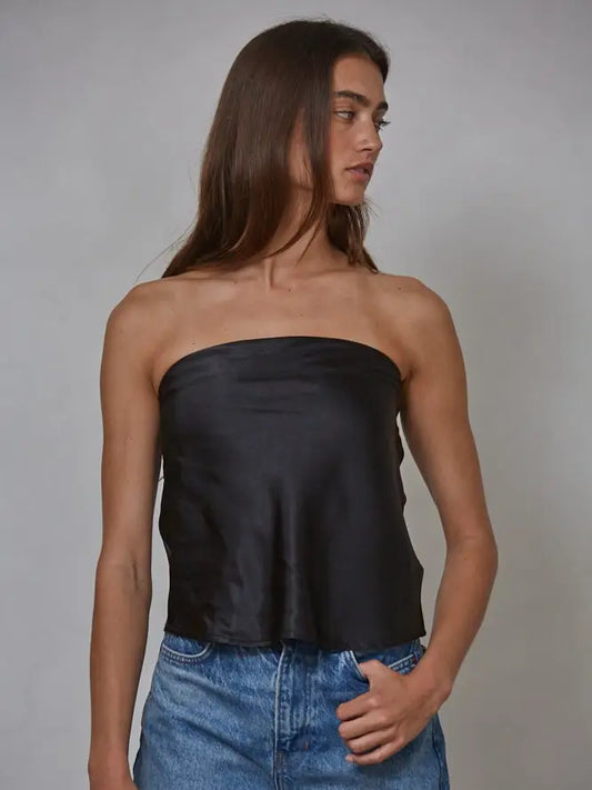 Woven Polyester Spandex Satin Tube Top