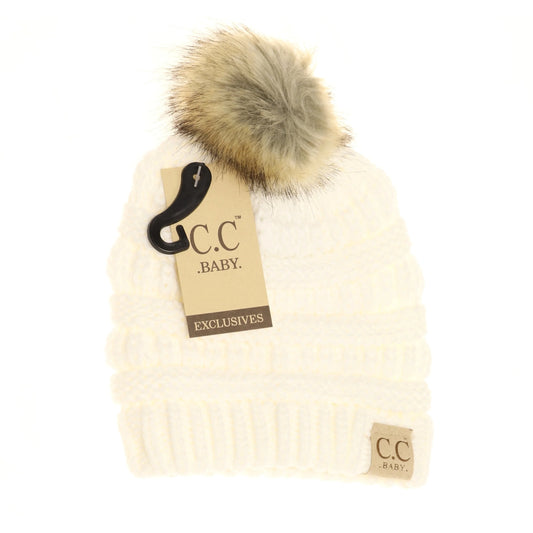 Baby Fur Pom CC Beanie BABY43 Ivory