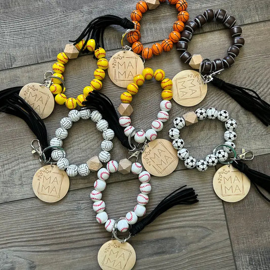 Mama Sports Keychain with Wooden Beads