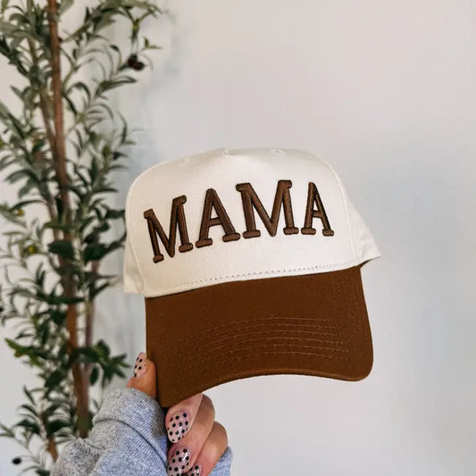 mama puff trucker hat - Brown/Ceam