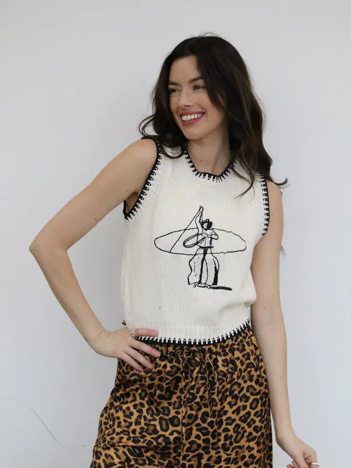 Roping Cowboy Sleeveless Knit Vest