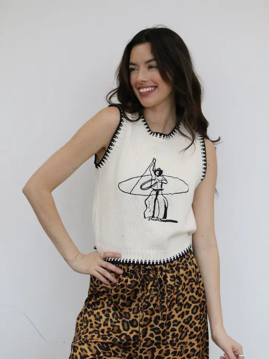 Roping Cowboy Sleeveless Knit Vest