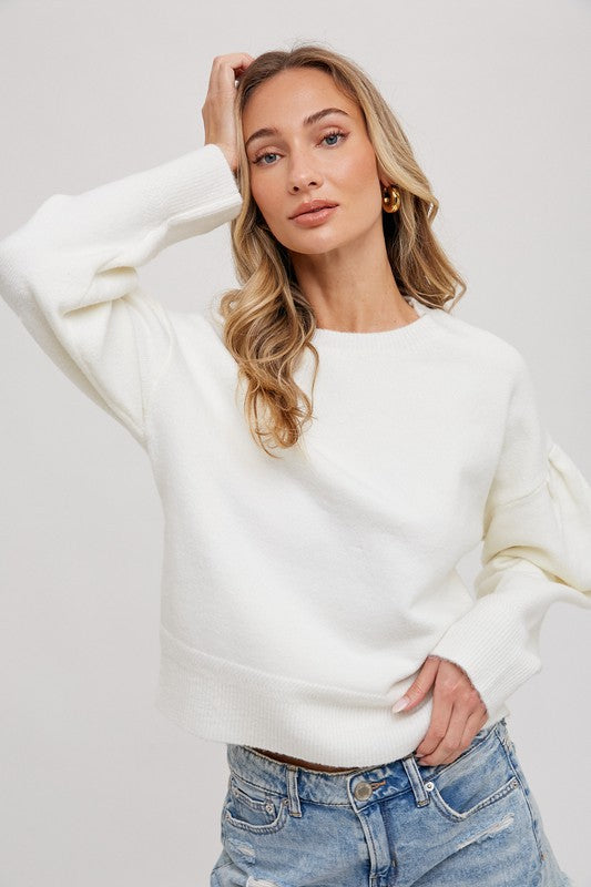 Knit Puff Sleeve Sweater Pullover