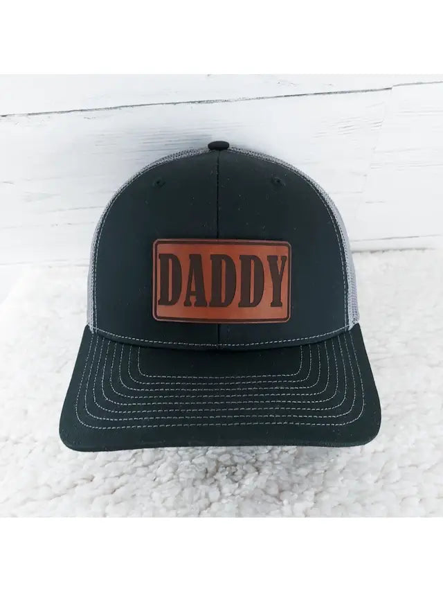 "Fathers Day" Black and Grey Richardson Trucker Hat Brown Patch
