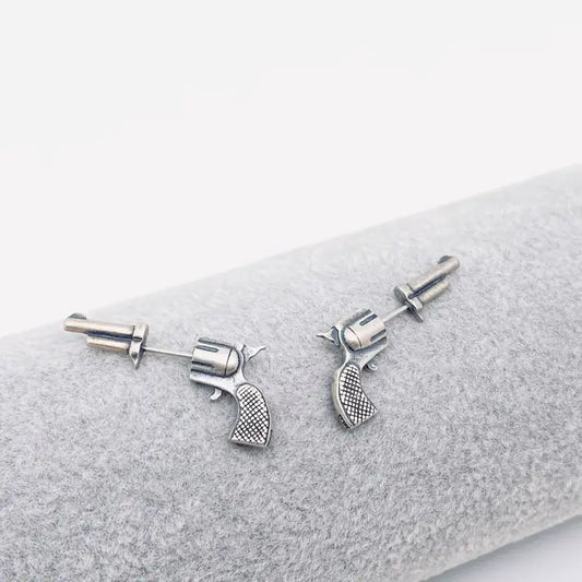 Sterling Silver Miniature Pistol Ear Studs