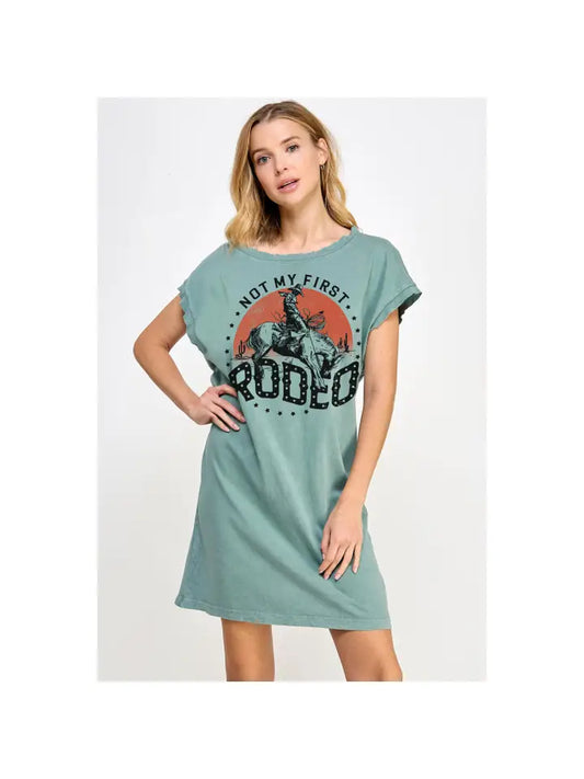 Not My First Rodeo Cowboy Graphic Mini Dress