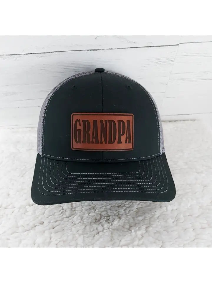 "Fathers Day" Black and Grey Richardson Trucker Hat Brown Patch