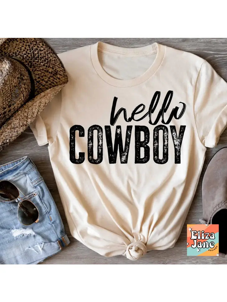 Hello Cowboy Country Western Graphic Tee