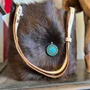 Cowhide Tote Pendleton Lining With Gemstone Brooch