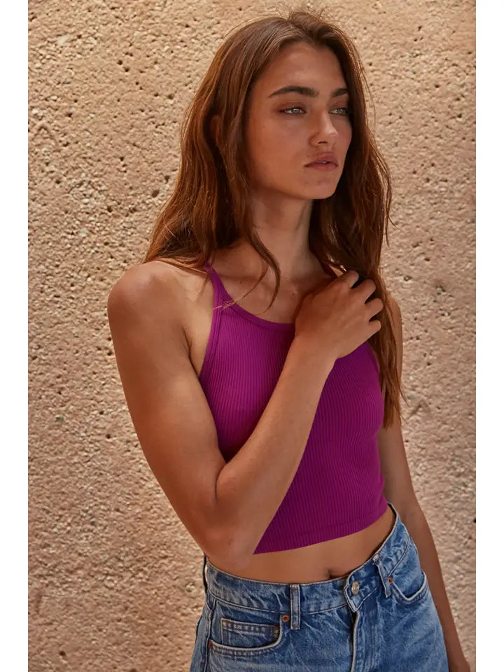 High Quality Seamless Sleeveless Halter Neck Top