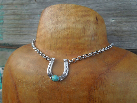 Horseshoe Turquoise & Stud Necklace