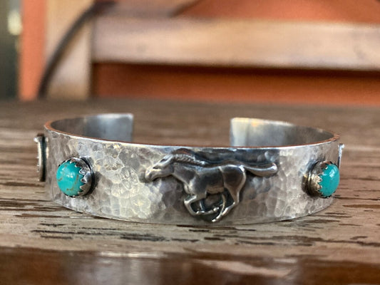 Running Horse Cuff W/ Turquoise