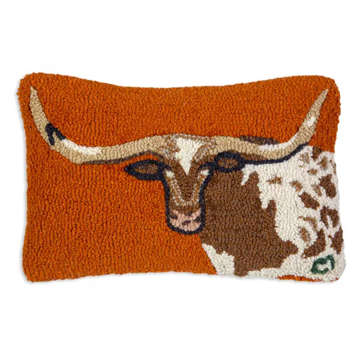 Longhorn 12x18 Hooked Wool Pillow