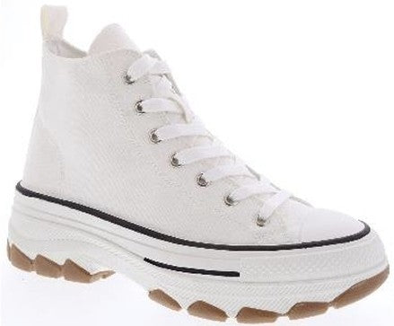 Womens Lace Up Platform Canvas Sneakers