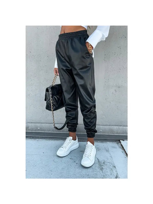 Black Leather Sweatpants