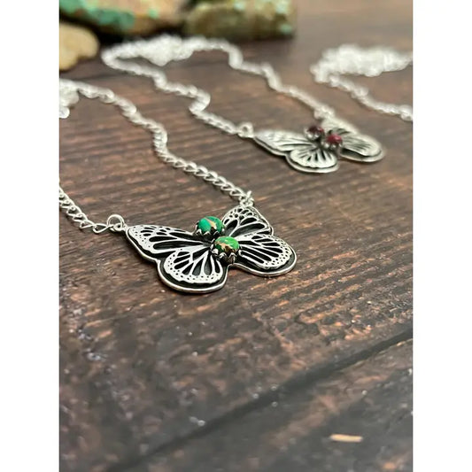 Handmade Sterling Silver Peacock Dahlia Turquoise Necklace with Signed Nizhoni