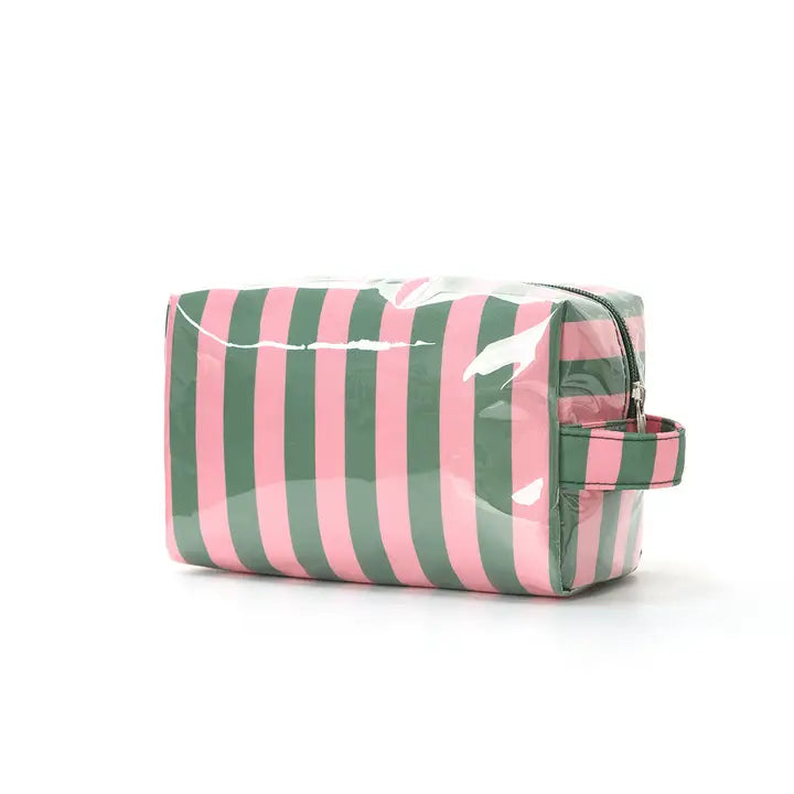 Simple Color Block Striped Pvc Cosmetic Bag