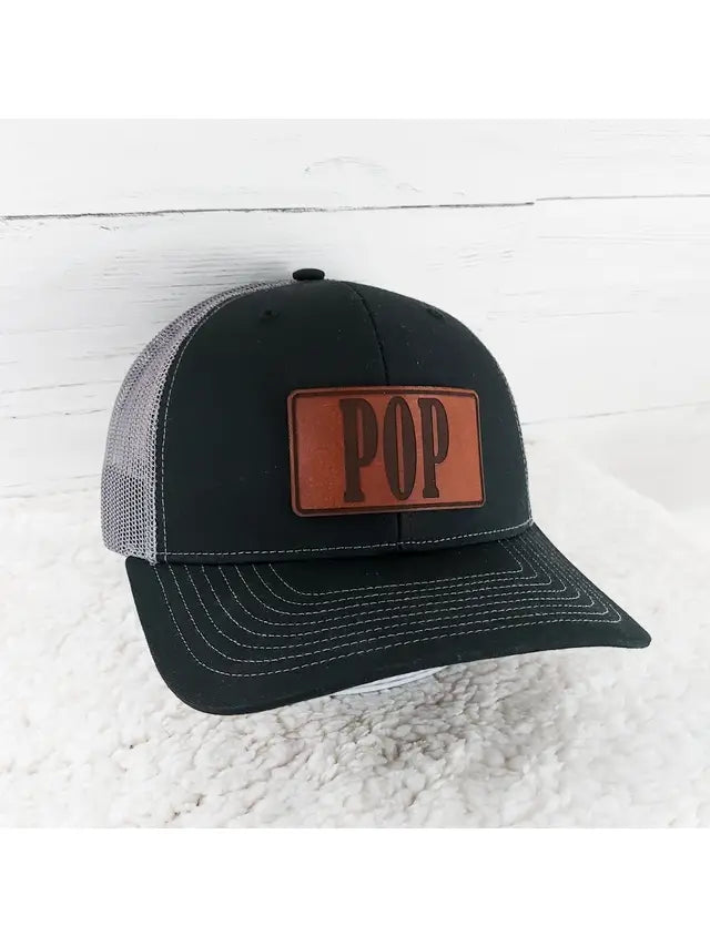 "Fathers Day" Black and Grey Richardson Trucker Hat Brown Patch