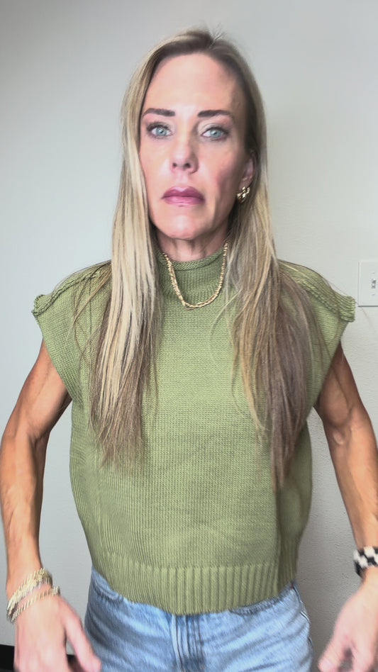 Mock Neck Exposed Seam Knit Top