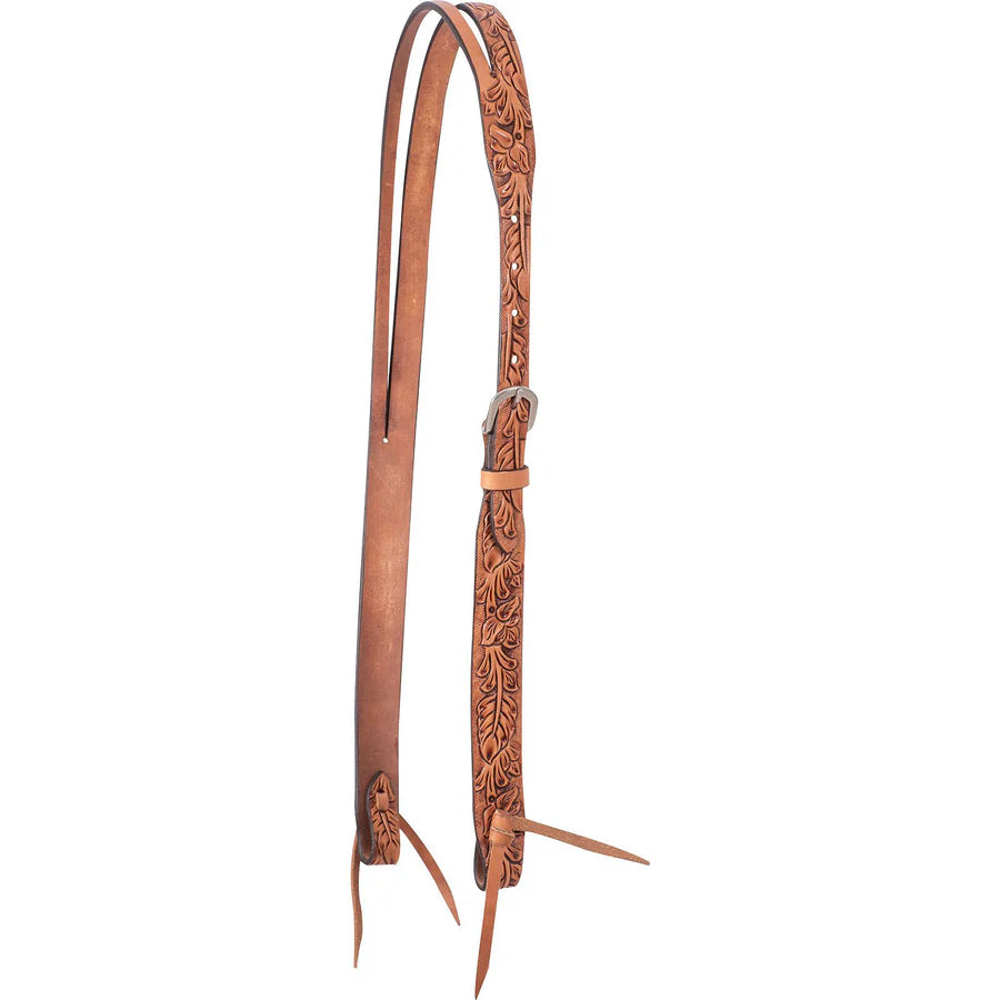 Split Ear Headstall with Antique Leaf Tooling