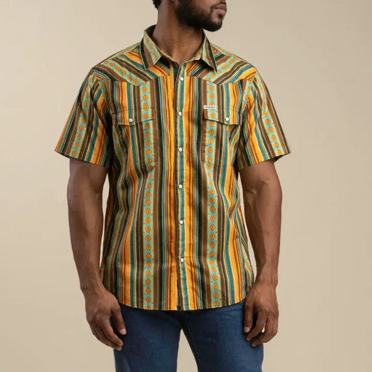 Serape Pearl Snap Short Sleeve - Harvest
