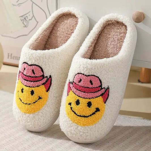 Smiley Face Cowboy Country Western Slippers