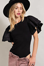 RUFFLE SLEEVE SWEATER BODYSUIT