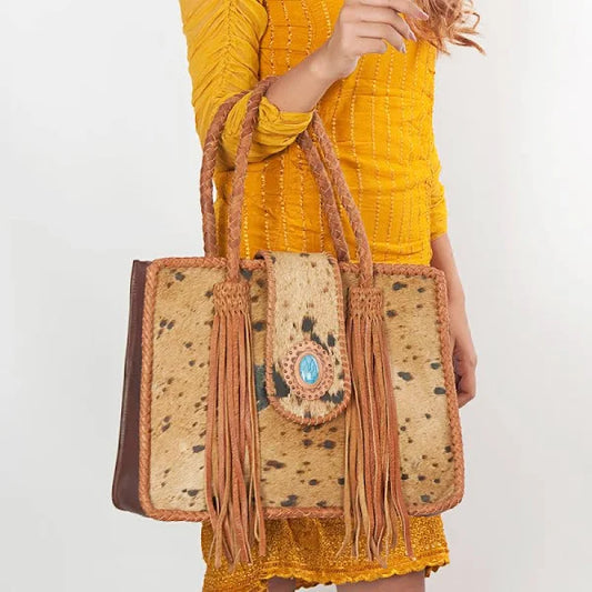 American Darling Hair-On Genuine Leather Tote Bag