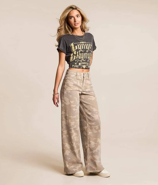 Hidden Women's Nori Camo Wide Leg Stretch Jean