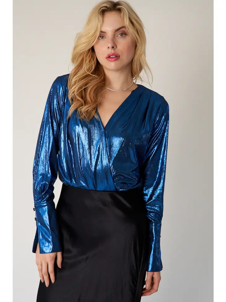 Royal Blue Sadie Metallic Bodysuit