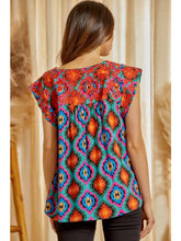 Teal Print Flutter Woven Top