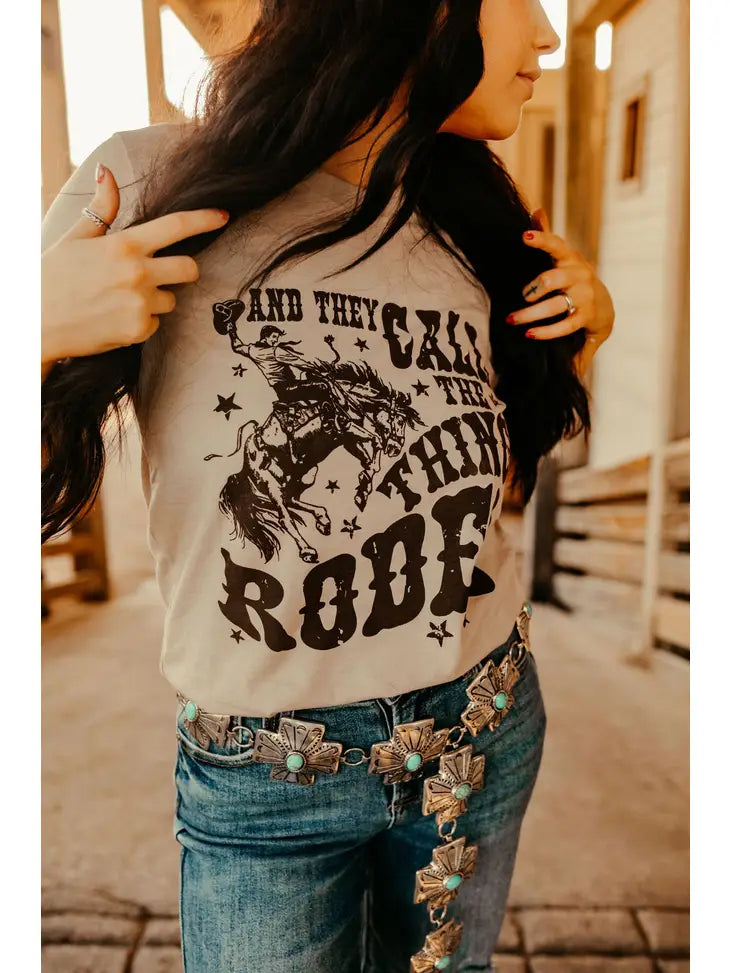 They Call the Thing A Rodeo Western Graphic T-Shirt (Vintage Natural)