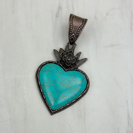 Blue Turquoise Stone Heart Pendent