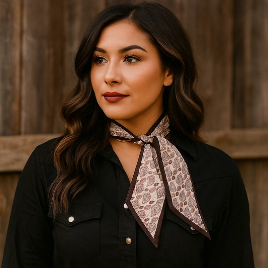 Black and Brown Western Skinny Mini Wild Rag Scarf / Cowgirl Necktie