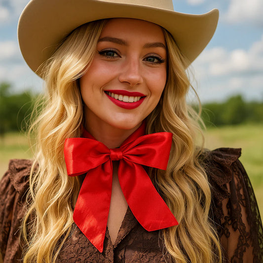 Electric Red Western Skinny Mini Wild Rag Scarf / Cowgirl Necktie