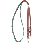 Barrel Reins 3/4" With Turquoise Lace