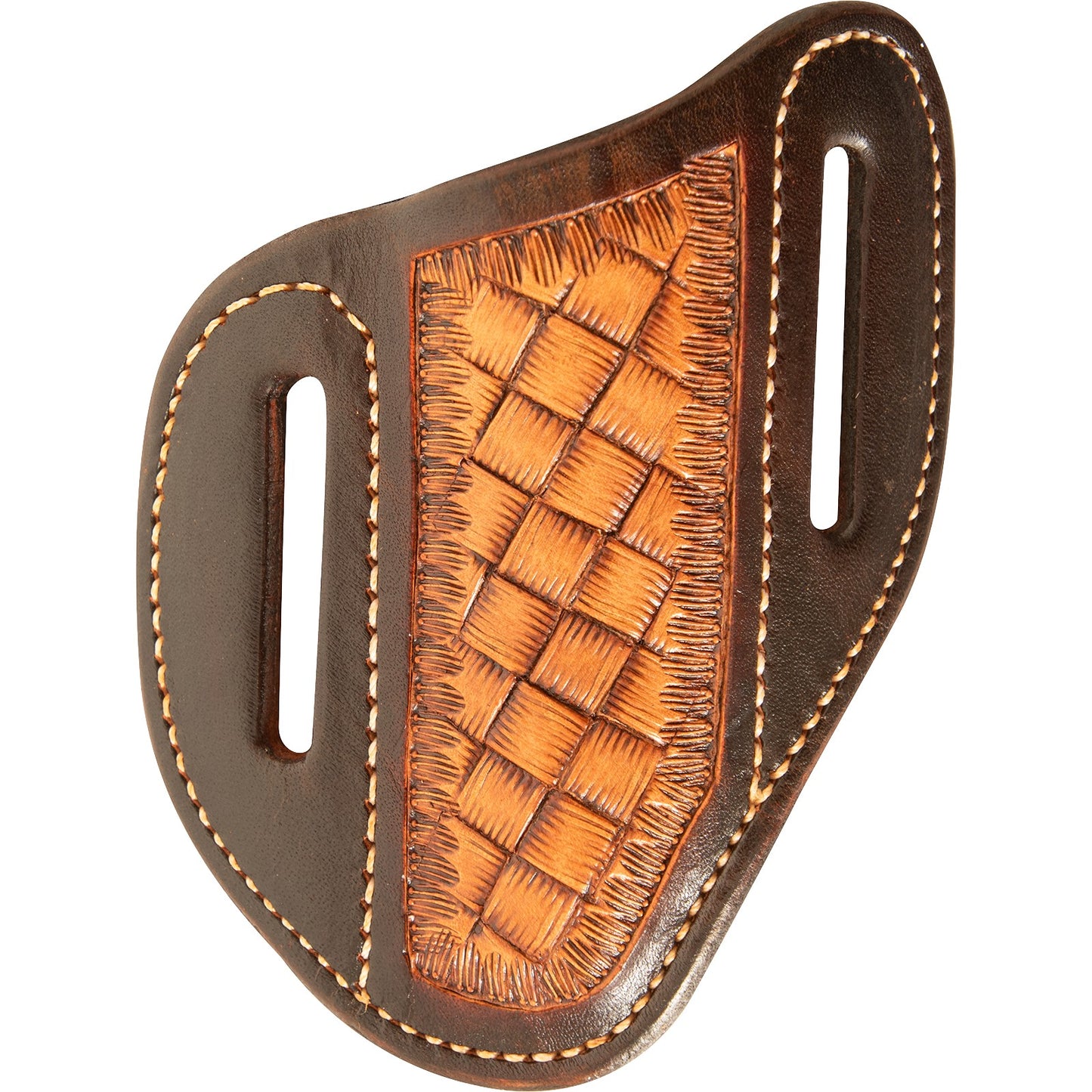 Leather Angled Knife Scabbard, Mini Weave