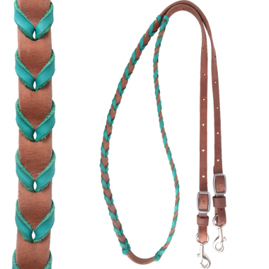 Latigo Laced Barrel Rein 3/4-inch Thick Buckle and Keeper Snap Ends