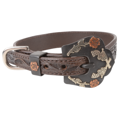 CASHEL LARGE DOG COLLAR CHOCOLATE GUNS N ROSES