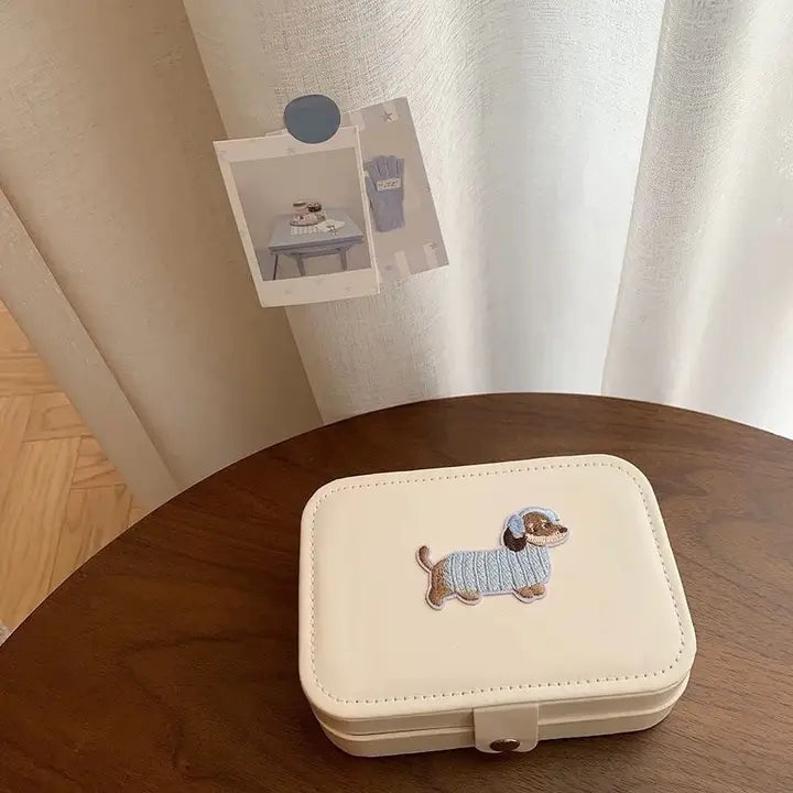 Cute Embroidered Medium Capacity Jewelry Case