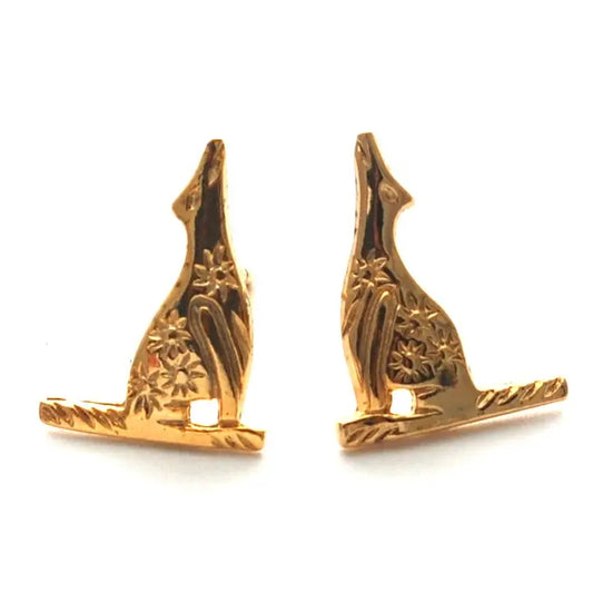 Desert Wolf/Coyote Stud Earrings - Gold