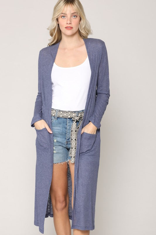 LONG SLEEVES LONG RIB CARDIGAN