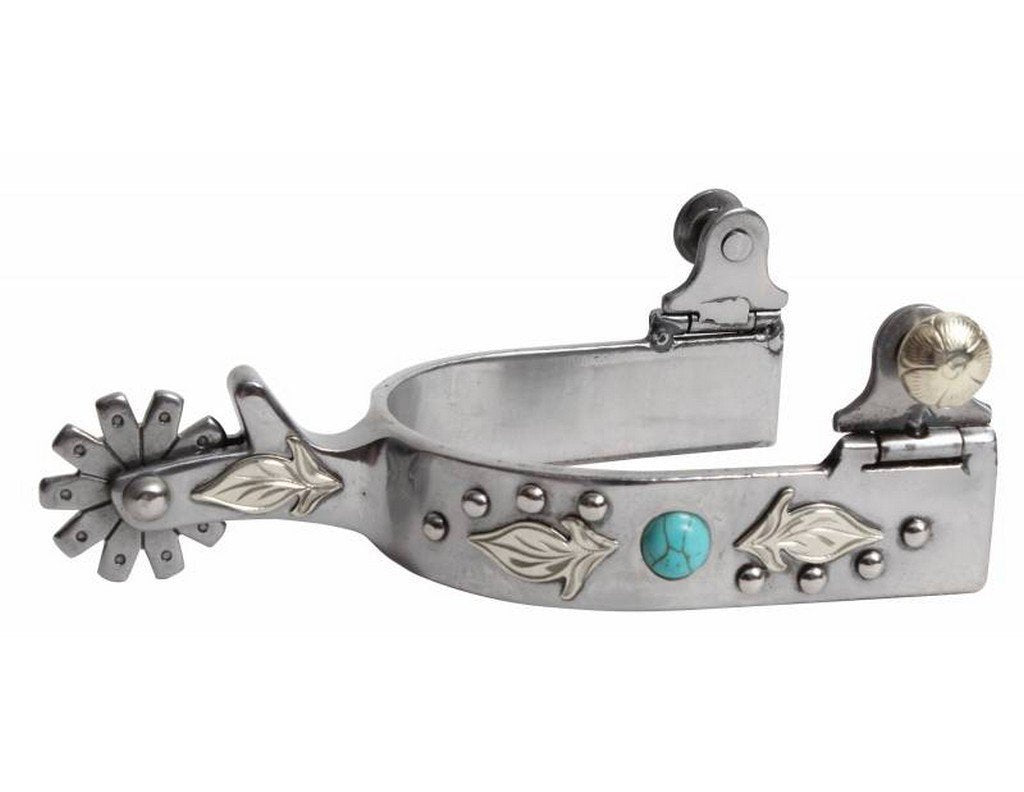 Professional's Choice Ladies Spur Silver Feather Turquoise Dot